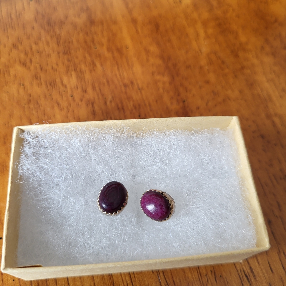 Navajo Made Purple Spiney Oval Studs